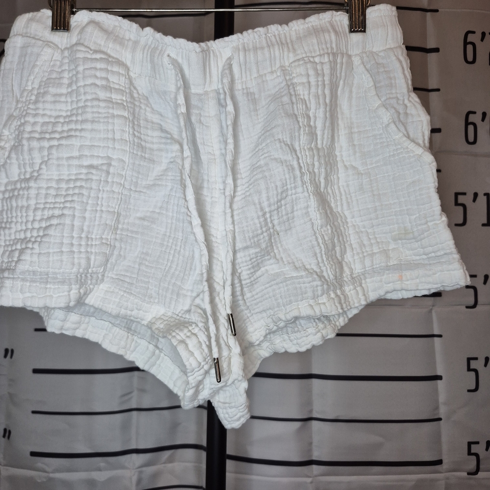 Women's White Drawstring Shorts